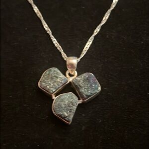 925 STERLING RUBY ZOISITE NECKLACE. 18in